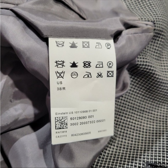 Hugo Boss Wool Silk Black Gray Geo Blazer Sport Jacket Size 38R - Picture 8 of 9